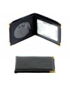 Cartera porta-placa ovalada billetero doble bandeja