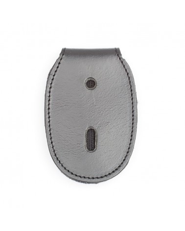 Porta-placa de piel para cadena con pinza metálica para cintura