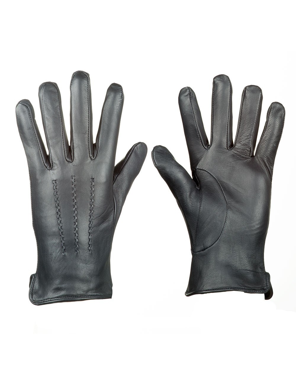 Guantes de Gala piel negros 3 venas con abertura en muñeca