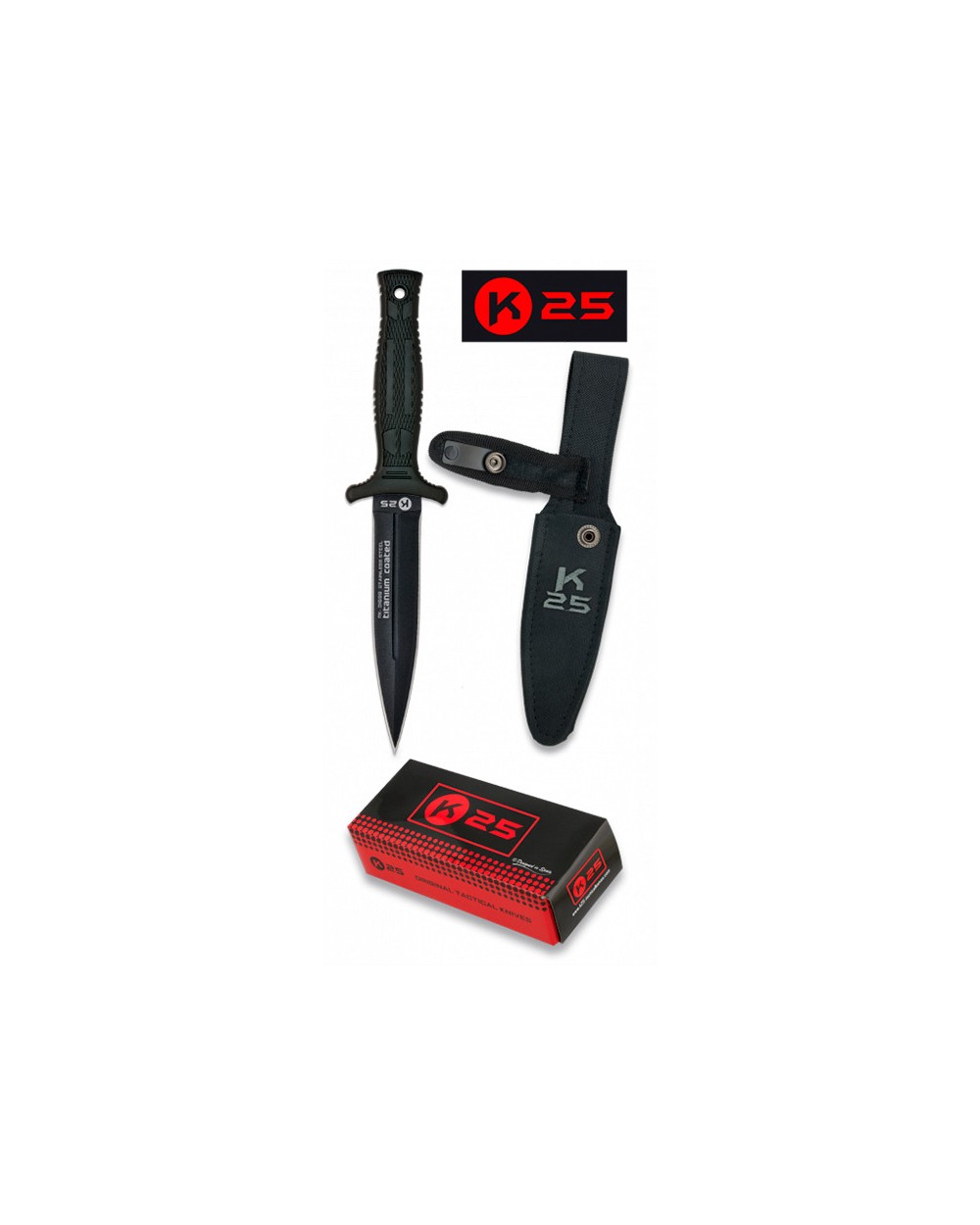 Cuchillo K25 táctico con funda hoja 12,5 cm.