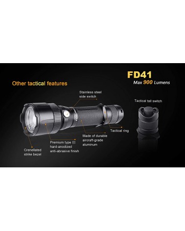 Linterna Led Fénix enfocable FD41 900 Lumens Y 5 Modos Regalamos batería ARB-L18-2600U