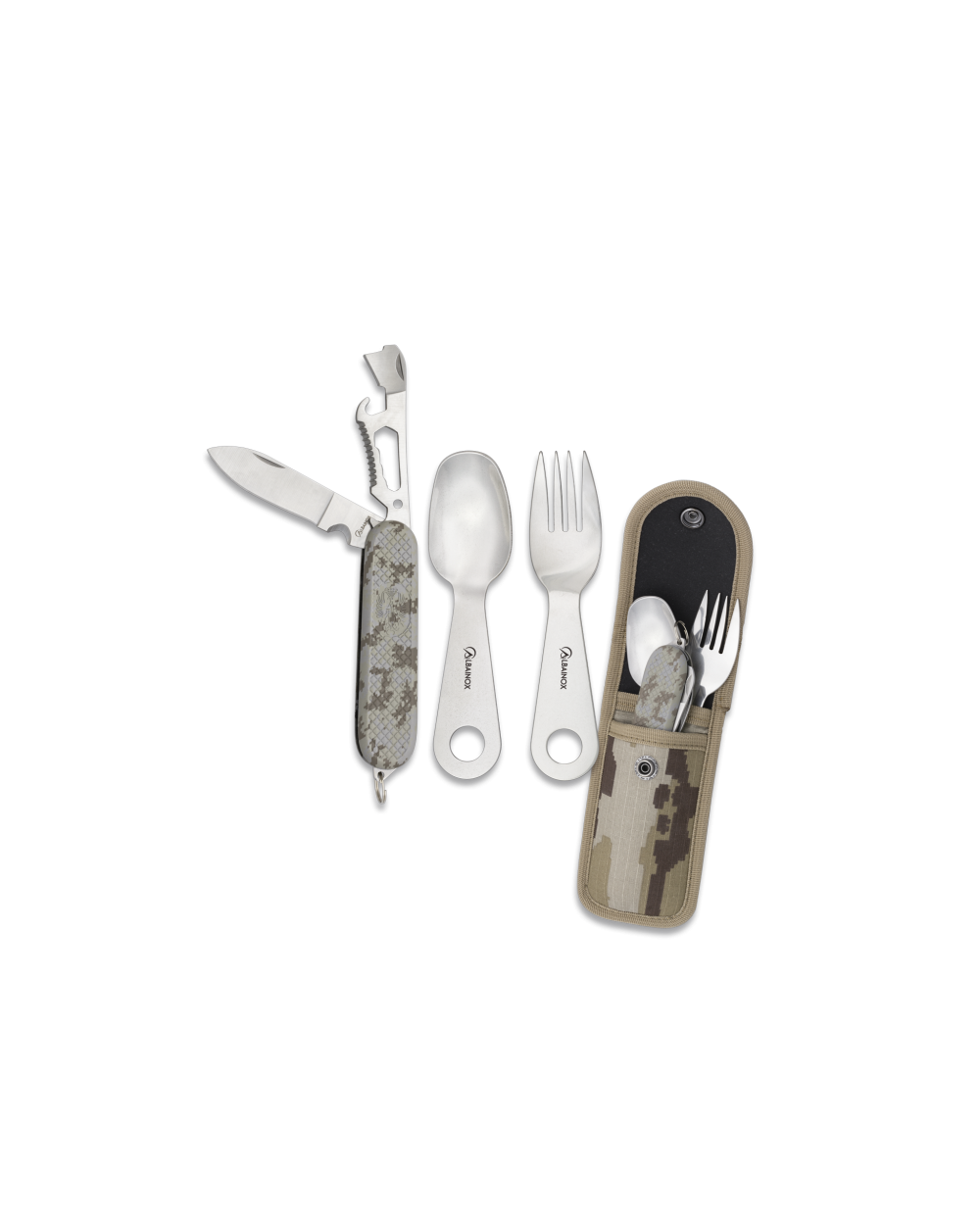 Set cubiertos cubiertos camping con funda