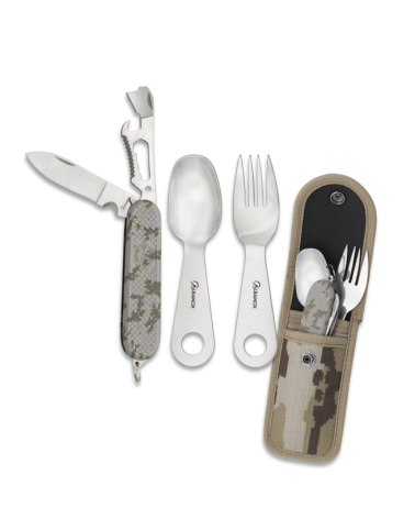 Set cubiertos cubiertos camping con funda
