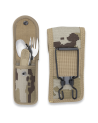 Set cubiertos camping pixelado árido