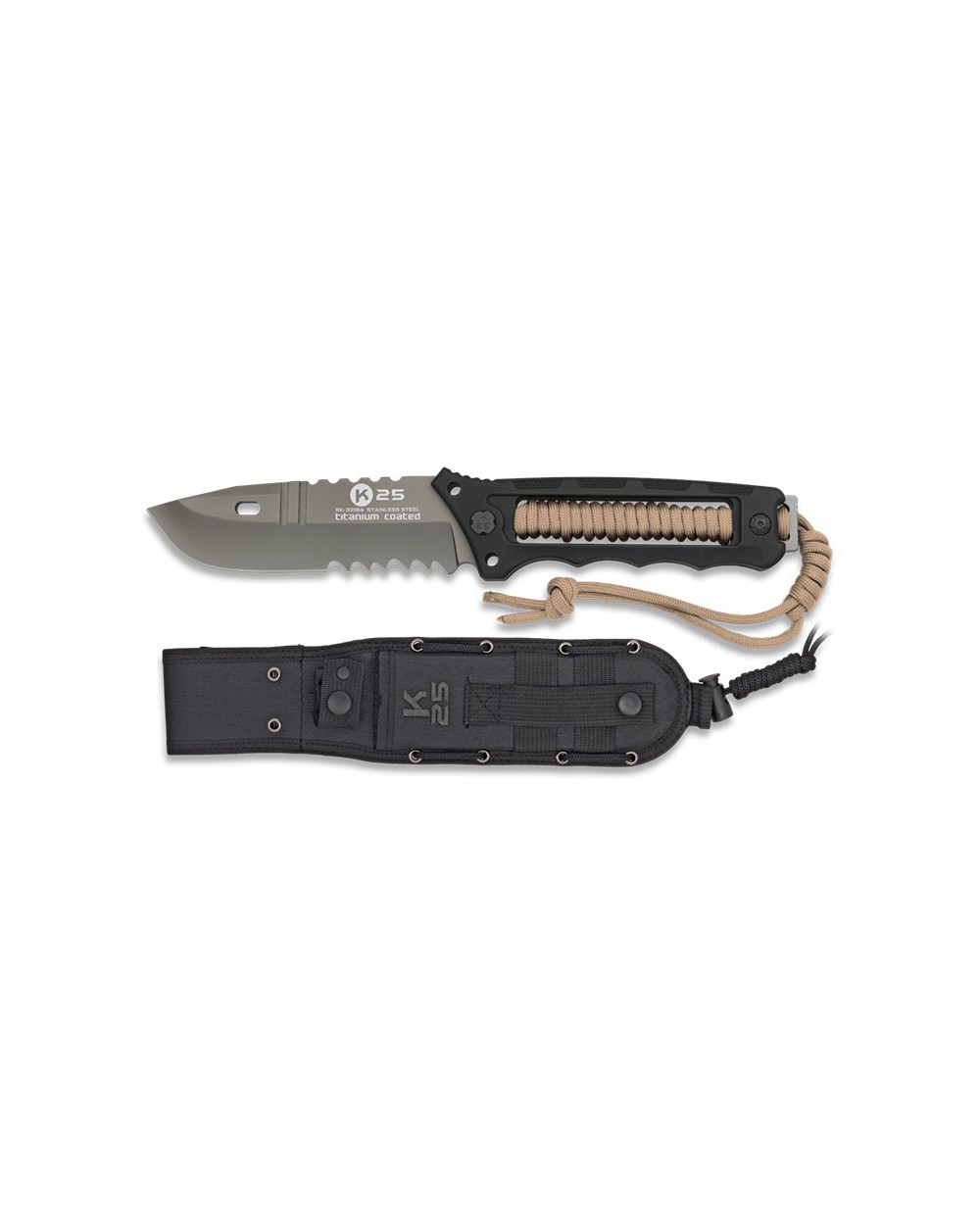 Cuchillo K25 Encordad Coyote Titanium 12 cm.