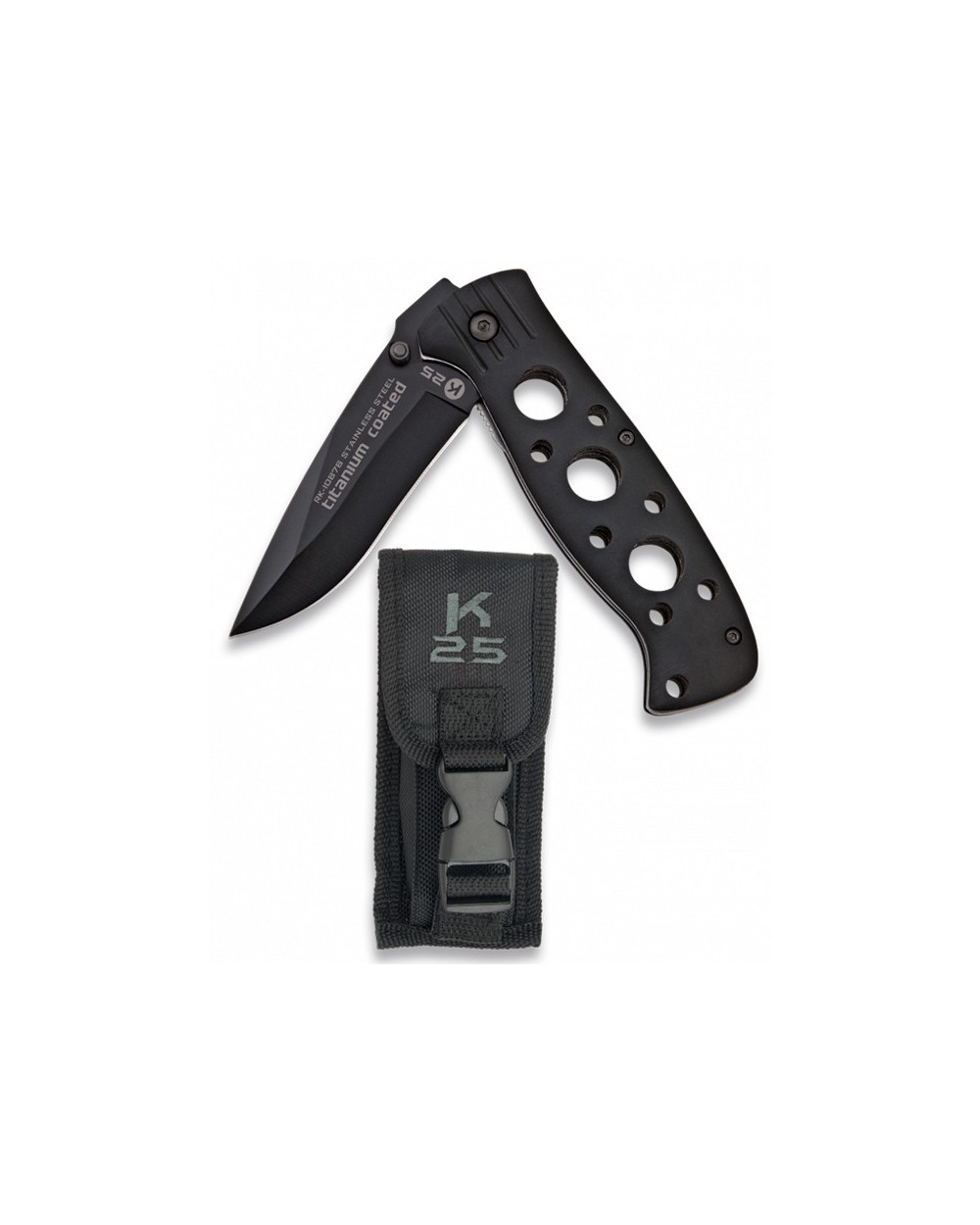 Navaja K25 con puño ABS con funda hoja 9 cm.