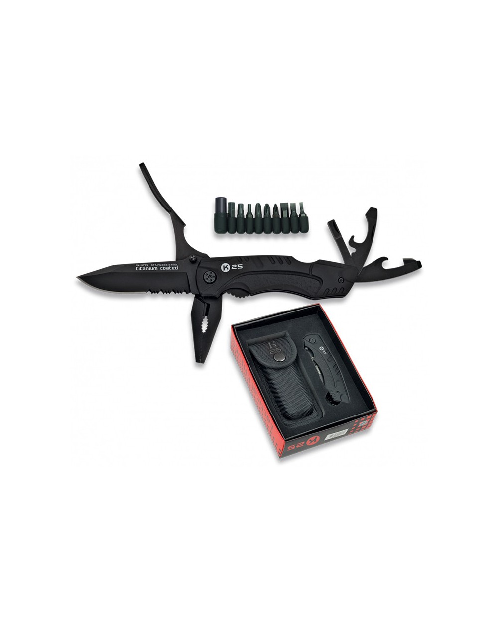 Navaja K25 usos táctica con funda hoja 8 cm.
