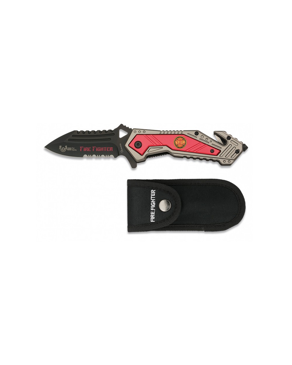 Navaja Fire Fighter seguridad clip FOS Albainox® hoja 8,5 cm.