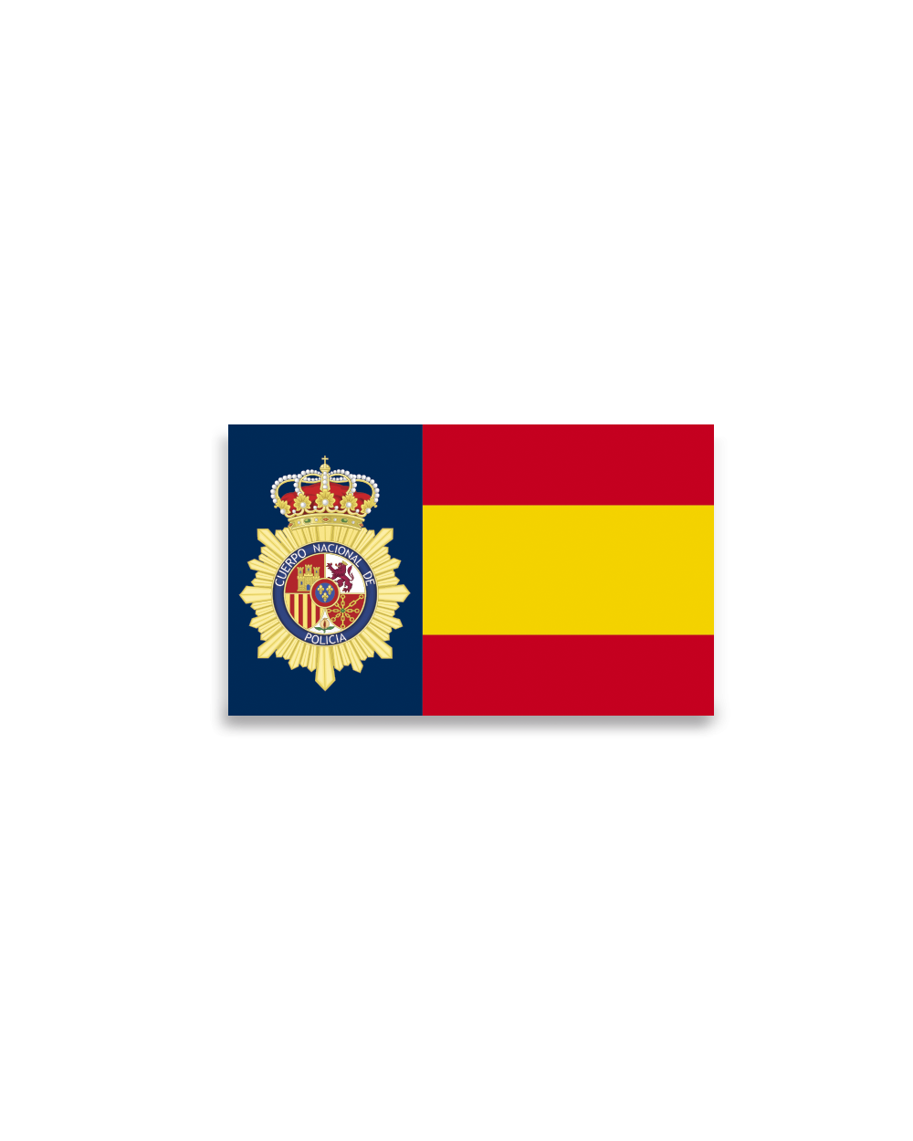 Pegatina Escudo Policia Nacional con Bandera de España Pequeña