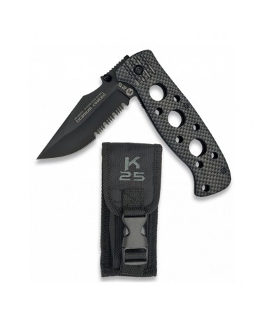 Navaja táctica K25 puño carbón design hoja 8,5 cm.