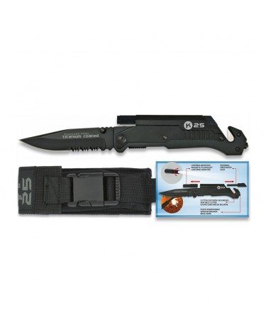 Navaja K25 pedernal/linterna 9 cm.