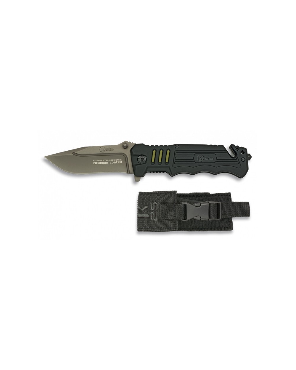 Navaja K25 negra Rubber coated hoja 8,7 cm.