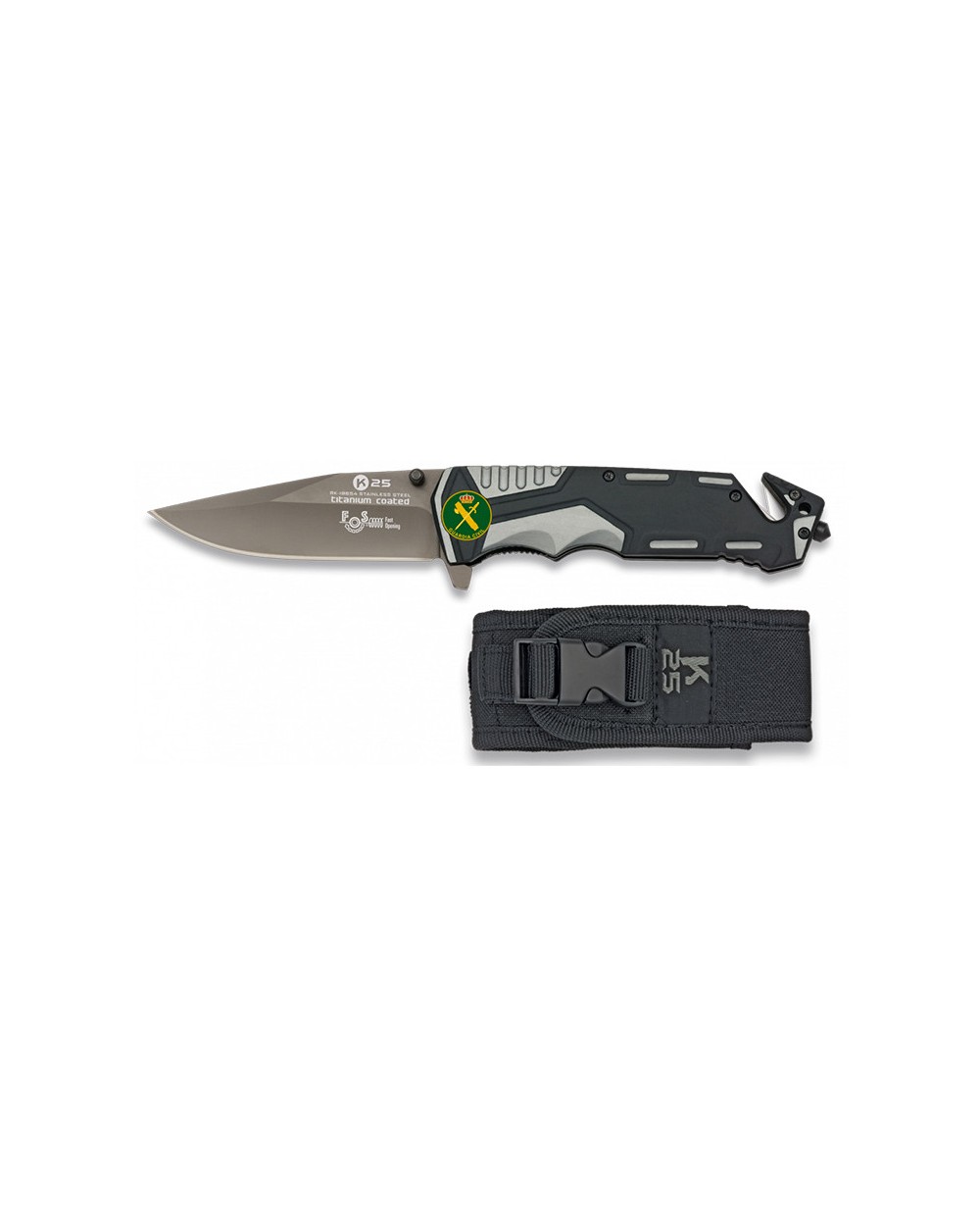 Navaja K25 GC gris/negra seguridad hoja 9,4 cm.