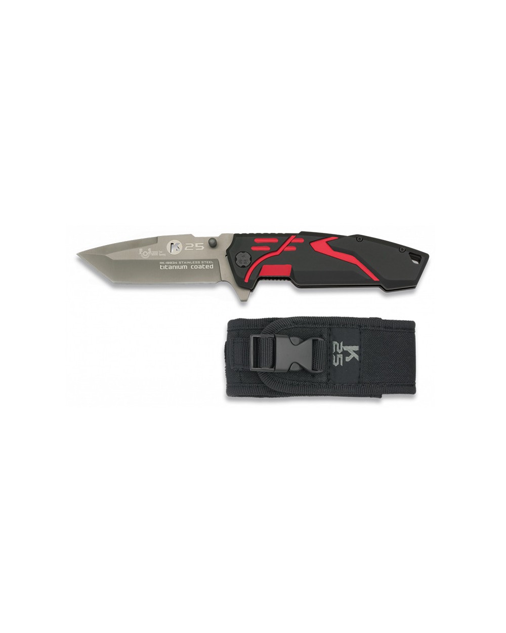 Navaja K25 roja/negra Titanium hoja 9,3 cm. FOS