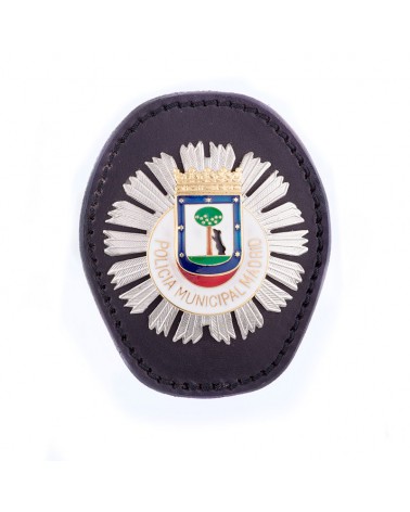 Porta-placas policía municipal de Madrid con pinza metálica para cintura