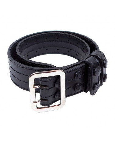 Cinturón doble cuero uniforme 5cm con 2 tirillas sujeción y hebilla 2 clavillos